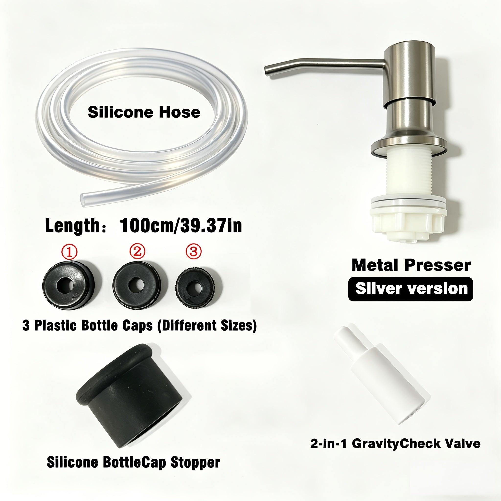 Kitchen Sink Liquid Soap Dispenser Pump Set with Metal Press Head