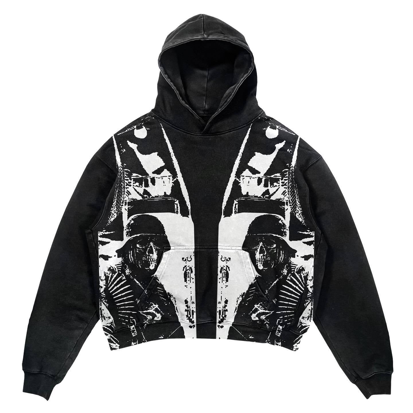 Gothic Patchwork Oversized Pullover Hoodie
