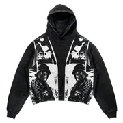 Gothic Patchwork Oversized Pullover Hoodie