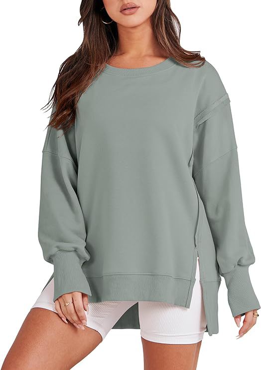 Frayed Hem Split Patchwork Long Sleeve Sweater
