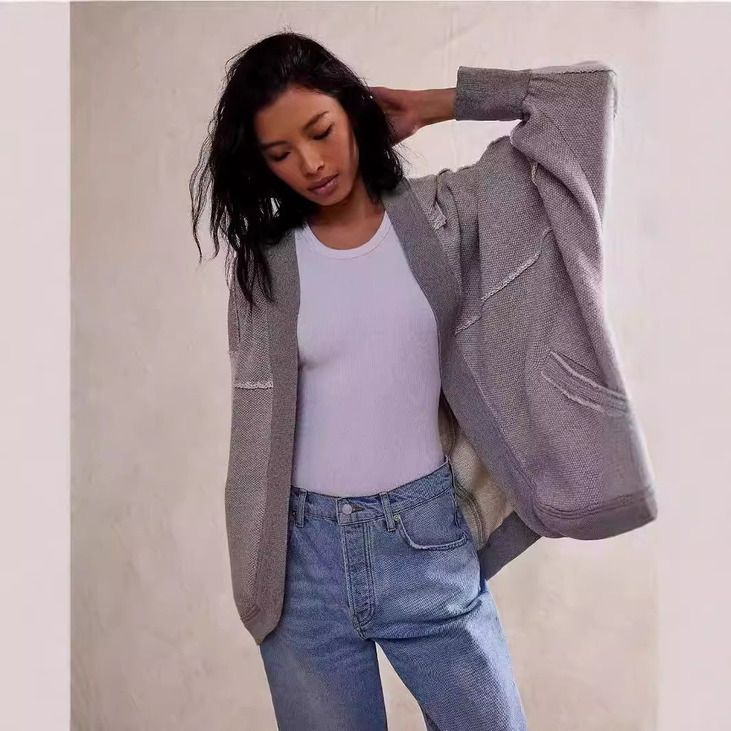 Retro Sport Hooded Cardigan Cotton Zip Sweatshirt