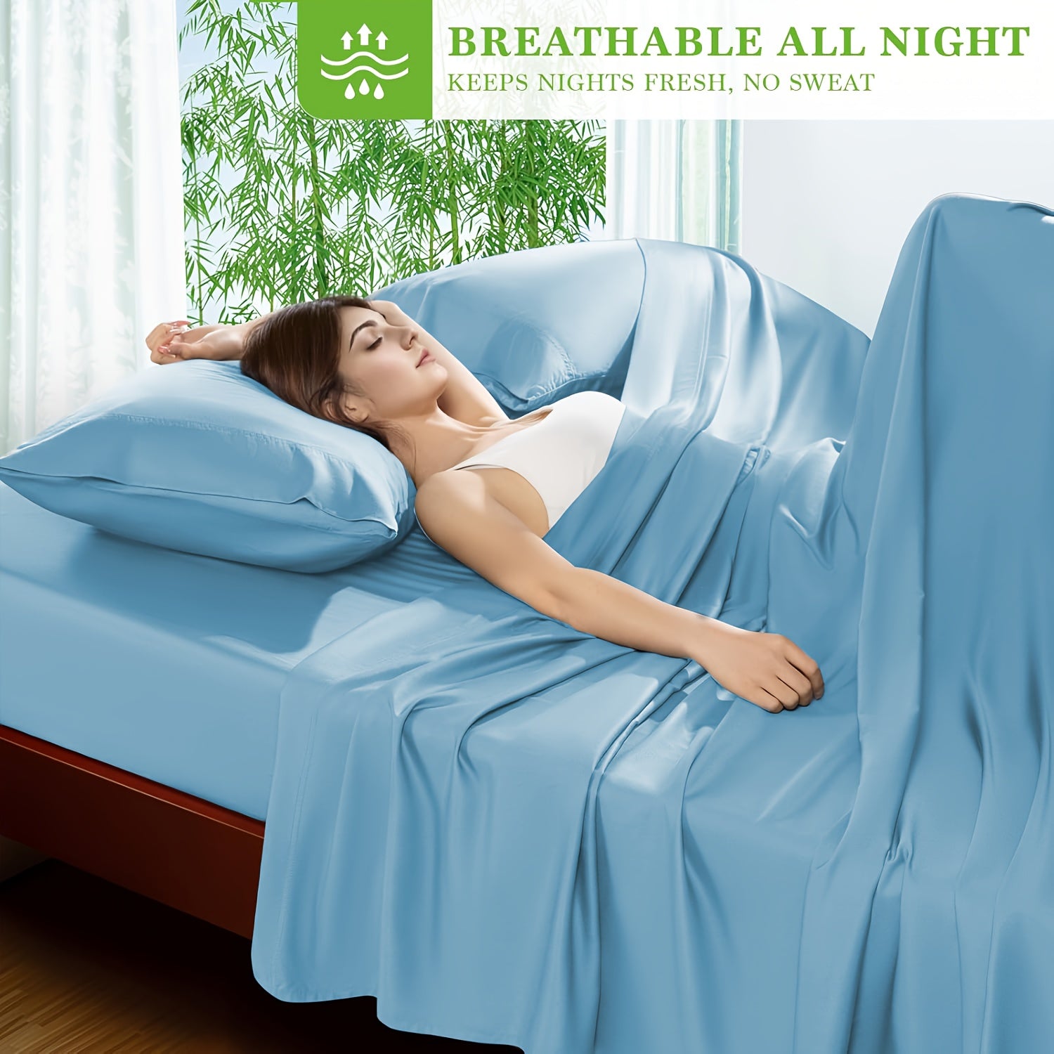 6pcs Bamboo Bed Sheet Set - 100% Viscose Derived From Bamboo - Ultra Soft & Luxuriously Cooling Bed Sheets - Deep Pocket Up to 16" - Hotel Silky Bedding Set - Perfect for Hot Sleepers, Bamboo Bed Shee