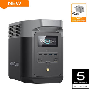EcoFlow Rapid 20W GaN Charger with DELTA 2 1024 Portable Power Station (Separate Shipment), 7 X Faster Charging, 1024Wh LiFePO4 Battery with 3000+ cycle life Solar Power Bank, Expandable Capacity f...
