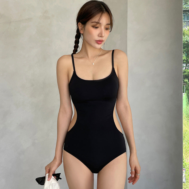 Sexy Black Hollow-Out One-Piece Slimming Swimsuit