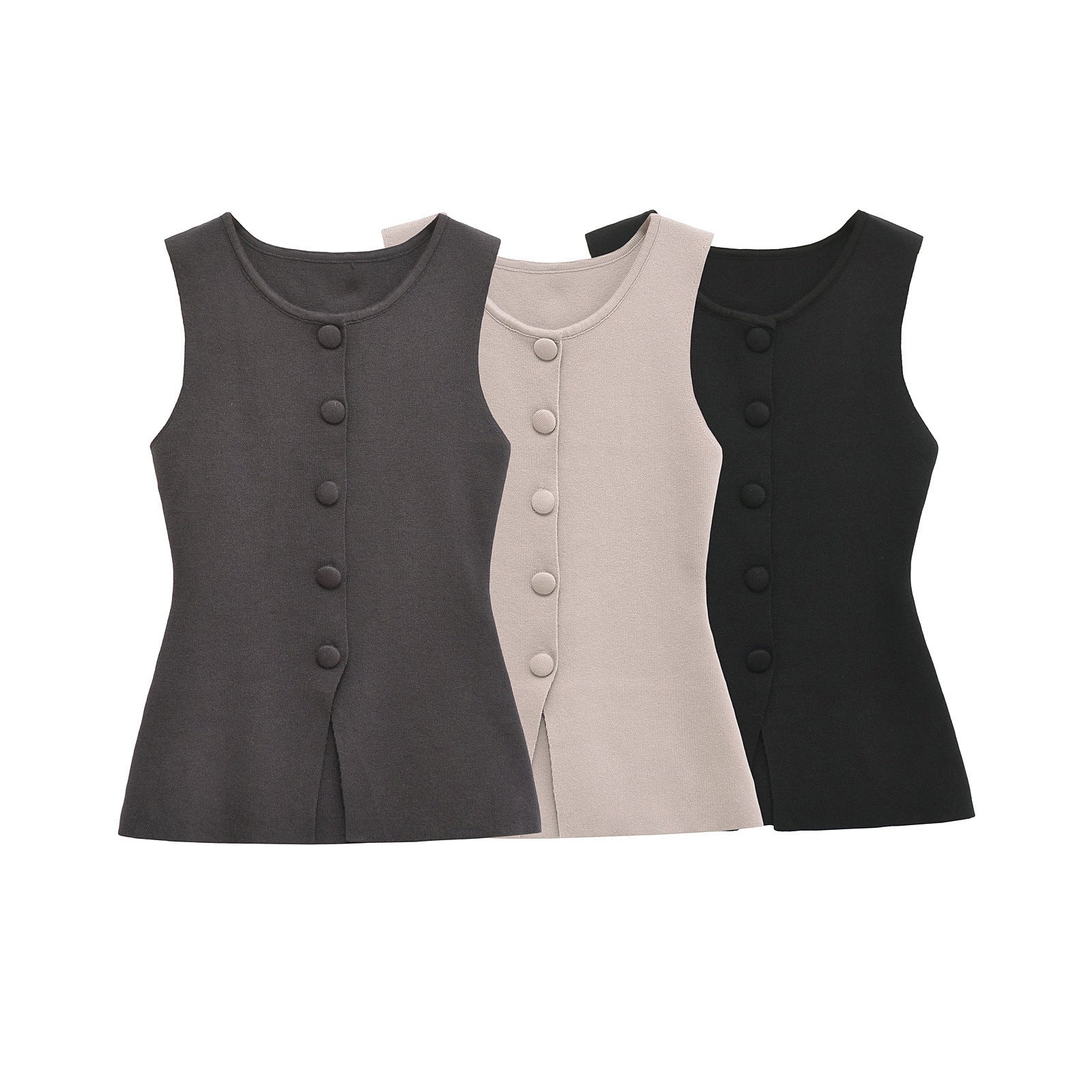 Soft Button-Detail Vest Top – Trendy Retro Cardigan Style