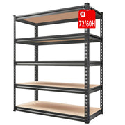 2000 lb Capacity Garage Storage Rack, 5-Tier Shelf, 72" Height x 34" Width x 15" Depth/60" Height x 28" Width x 12" Depth, Perfect for Home Storage and Organization, Multifunctional Basement and Pa...