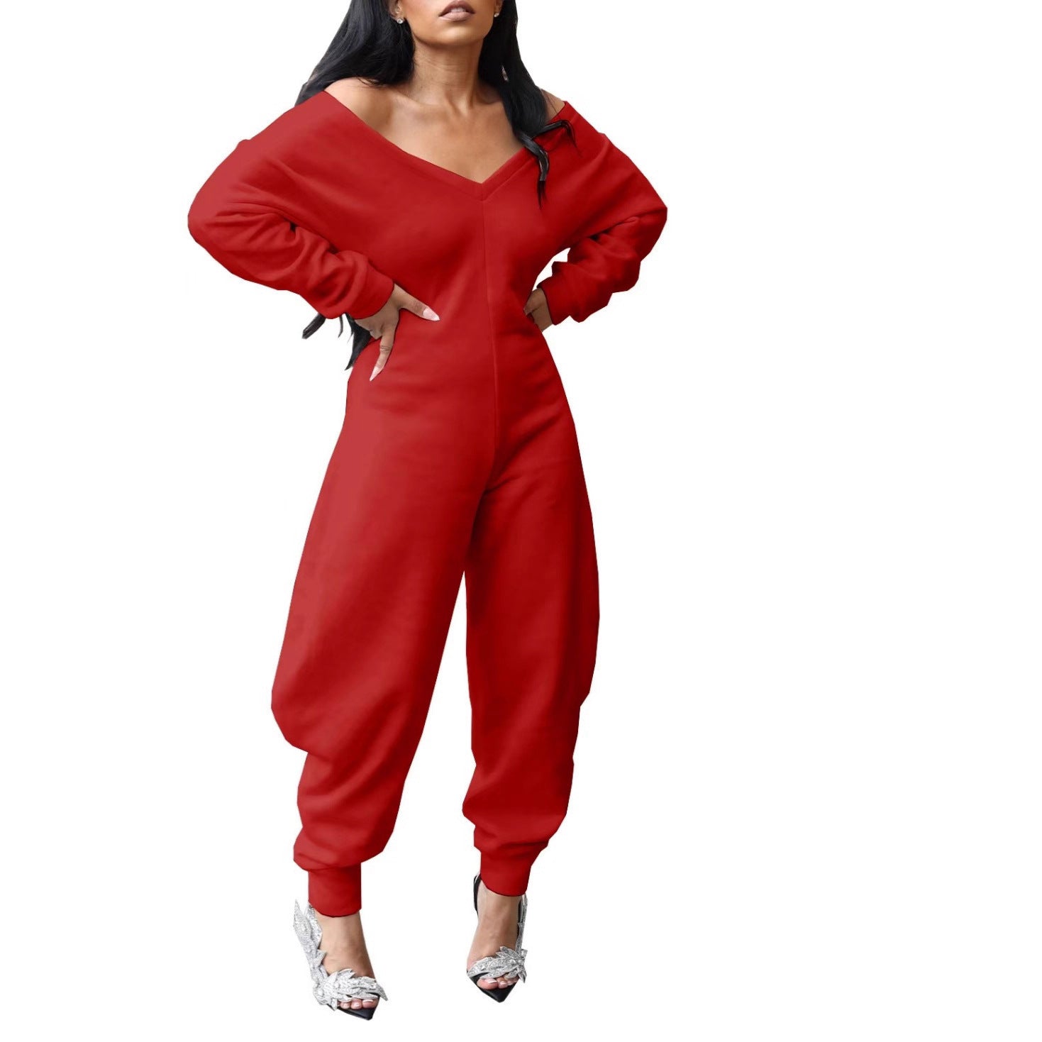 Women's Long-Sleeve Athletic Hoodie Jumpsuit