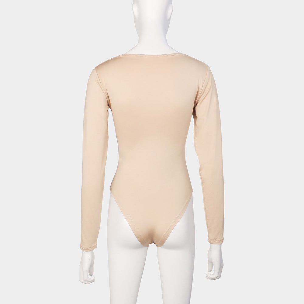Women's Slim Fit U-Collar Polyester Jumpsuit