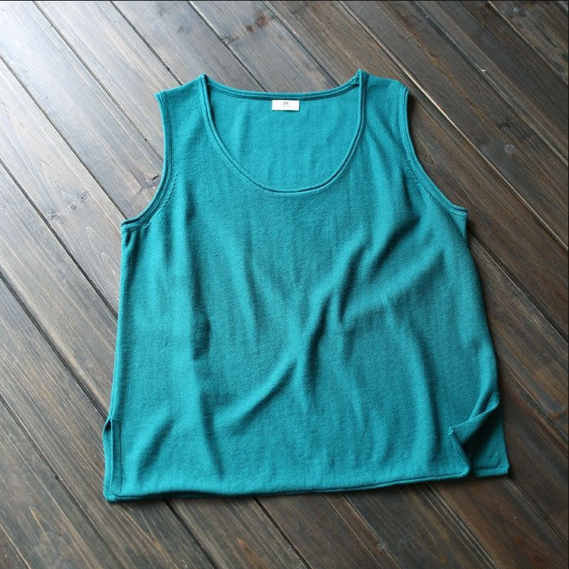Distressed Artistic Women's Loose Cotton Vest