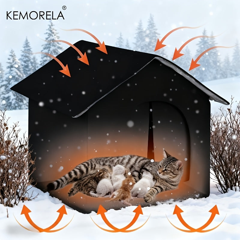 Kemorela All-Weather Outdoor Cat House & Dog Kennel - All-Season Insulated Pet Shelter With Plush Oxford Fabric Roof, Easy Assembly, Spacious Cage-Like Design For Cats, Small/Medium/Large Dogs, Rab...