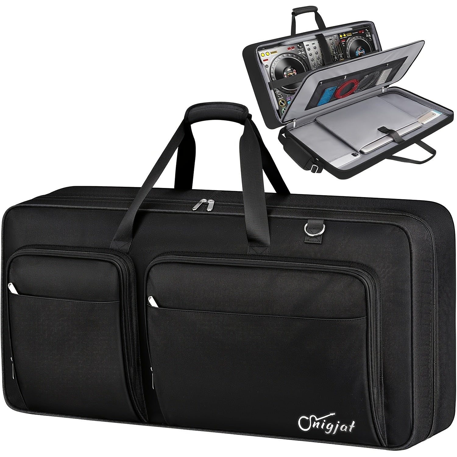 DJ Controller Travel Case with Padded Interior, Laptop Compartment, Adjustable Shoulder Strap – Compatible with DDJ‑FLX10, DDJ‑1000, DDJ‑REV7, DDJ‑FLX6