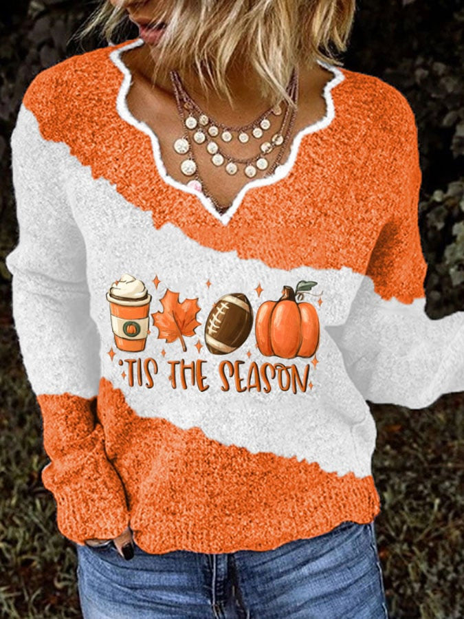 Wave Neckline 3D Printed Animal Pocket Pullover