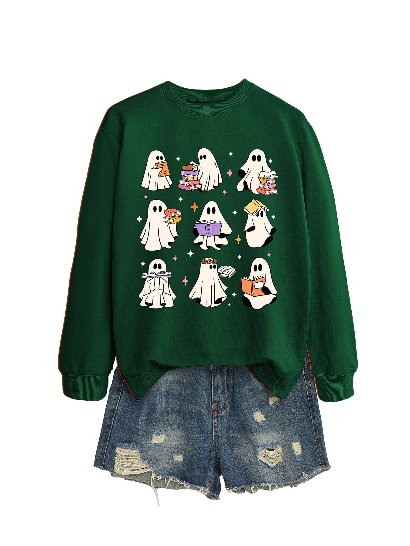 Women's Cozy Reading Print Pullover Sweater