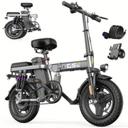 UPlee 740W Adult Electric Bike - 20MPH High-Speed, 32-Mile Range, Full Suspension & Shock Absorption, Folding Ebike with 14" Tubeless Off-Road Tires, Front Basket Mount, Disc Brakes - Heavy-Duty Al...