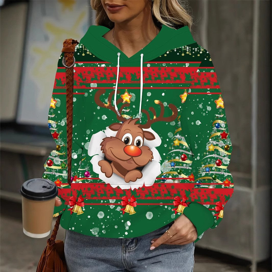 Festive 3D Christmas Print Women's Hoodie