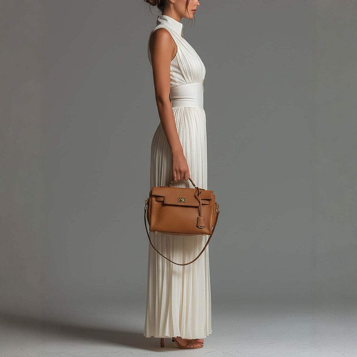 Elegant White Pleated Halter Wide-Leg Jumpsuit