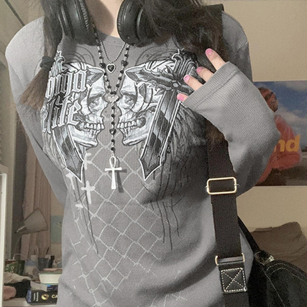 Women's Casual Halloween Skull Print Pullover Sweatshirt