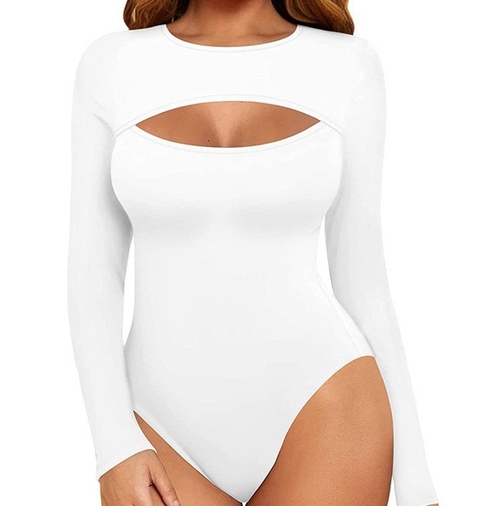 Elegant Long-Sleeve Hollow-Out Jumpsuit Set