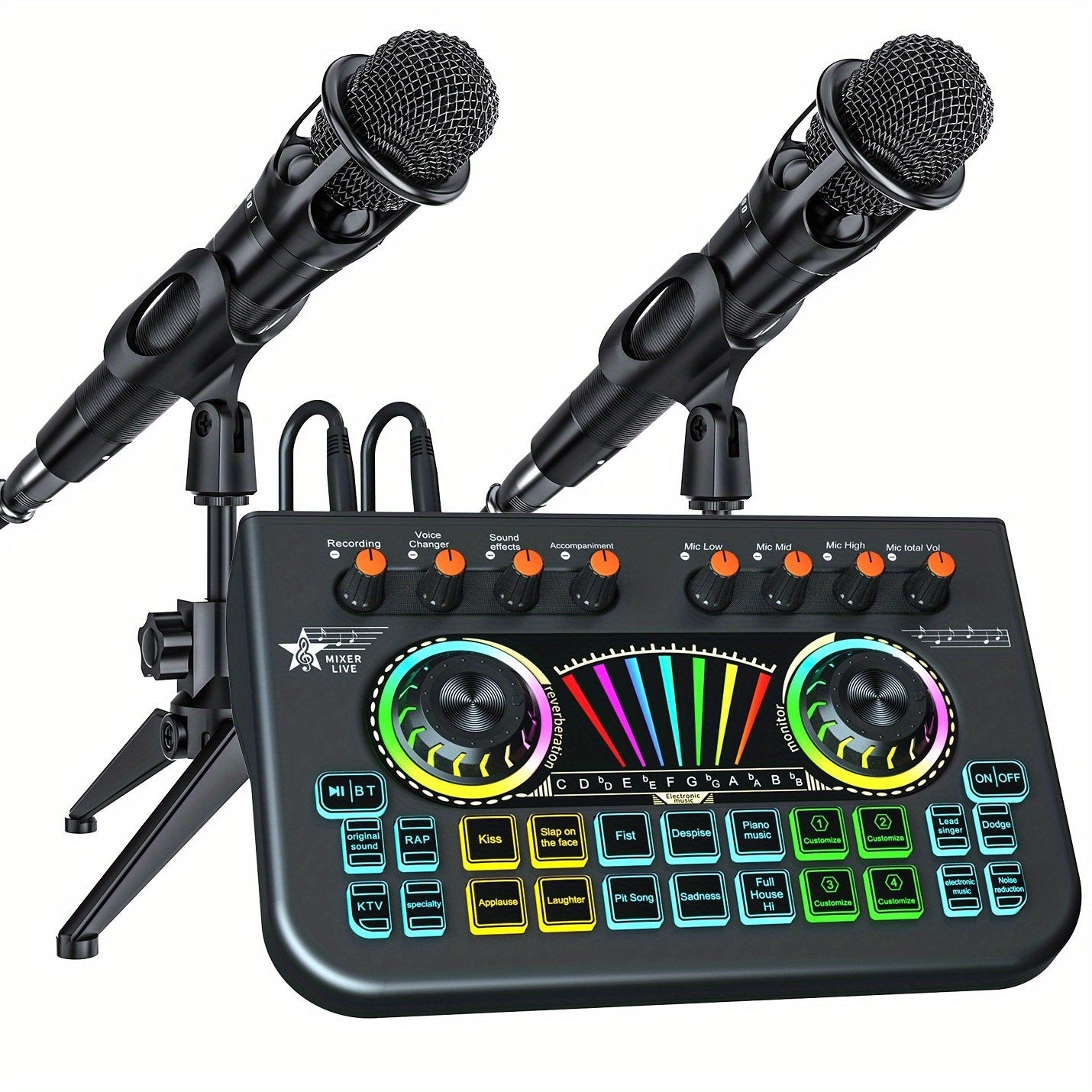 Professional Audio Mixer Bundle for Streaming, Podcasting and Gaming – Includes Condenser Mic, Dynamic Mic and USB Sound Card