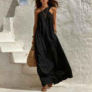 Elegant One-Shoulder Backless Summer Vacation Dress