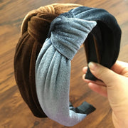 Gold Velvet Hair Band with Wide Knotted Edge