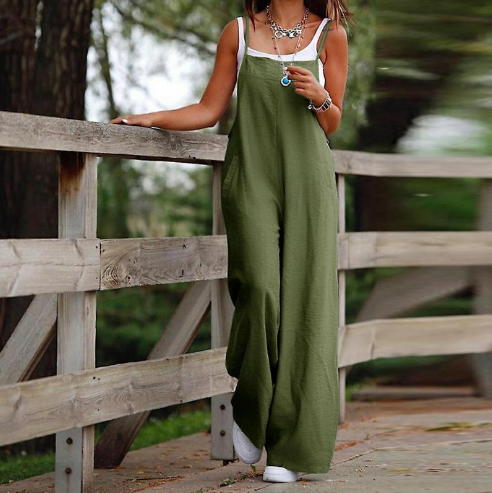 Women's Casual Wide-Leg Pocket Jumpsuit