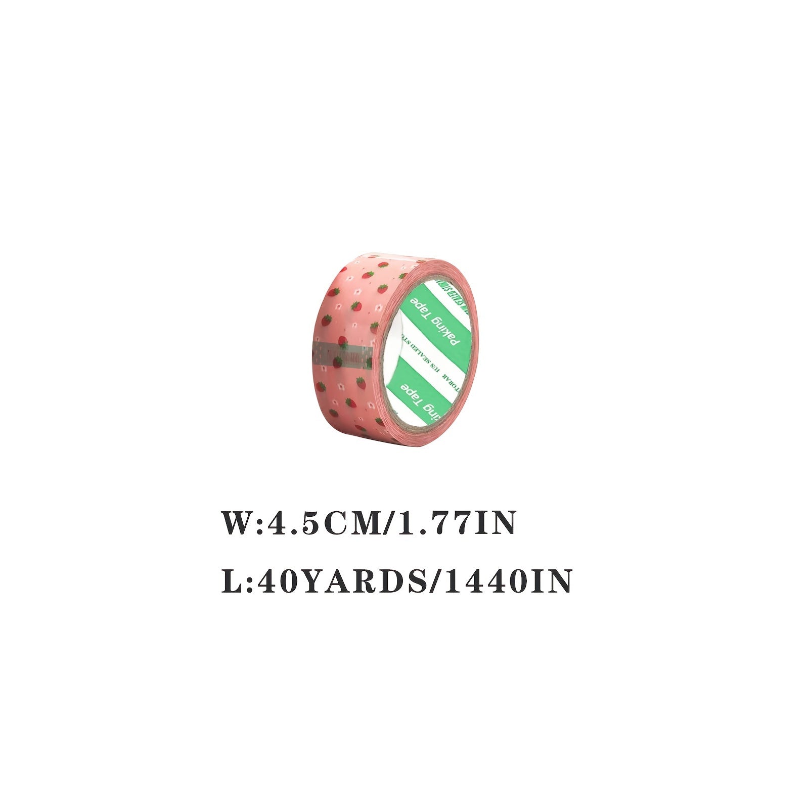 Pink Strawberry Flower Patterned Packing Tape - 4.5 cm x 36.6 m