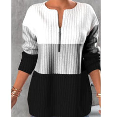 Color-Block Stand Collar Zip Sweatshirt
