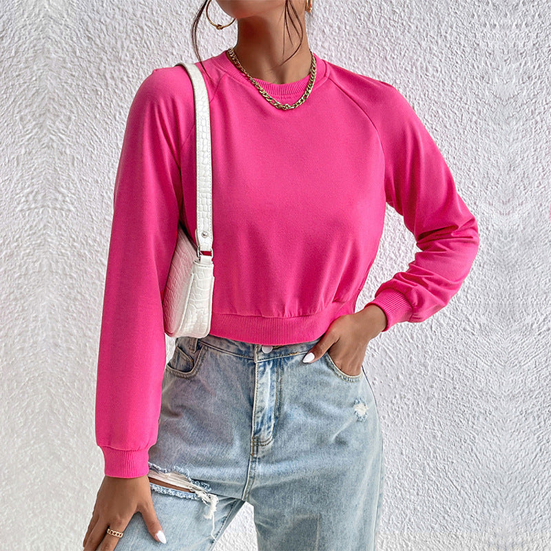 Women's Solid Long Sleeve Casual Pullover Hoodie
