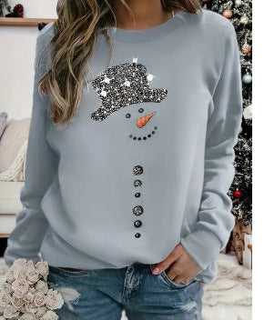 Festive 3D Snowman Print Casual Women's Sweatshirt