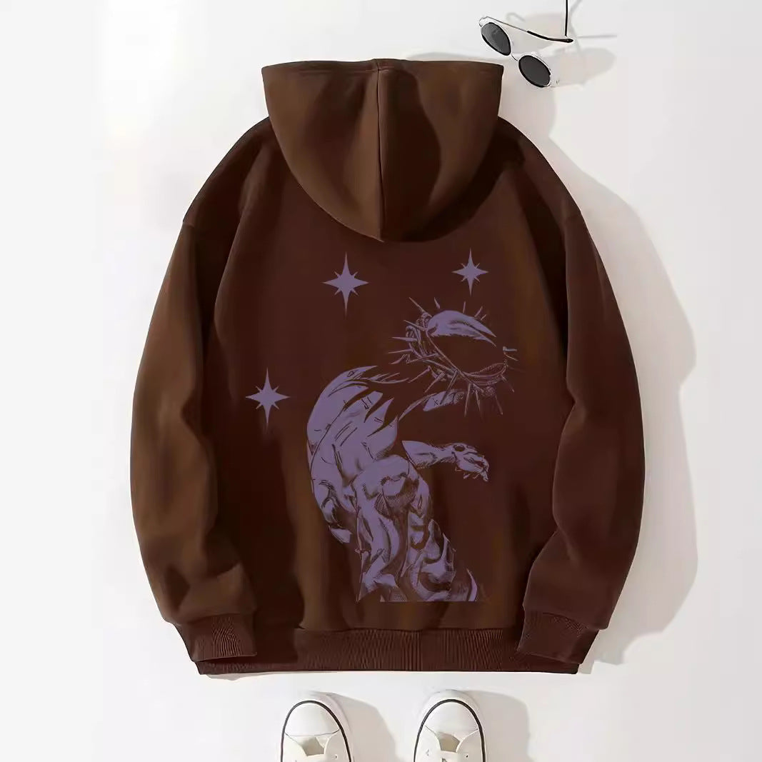 Cozy Jesus Letter Print Brushed Hoodie for Women