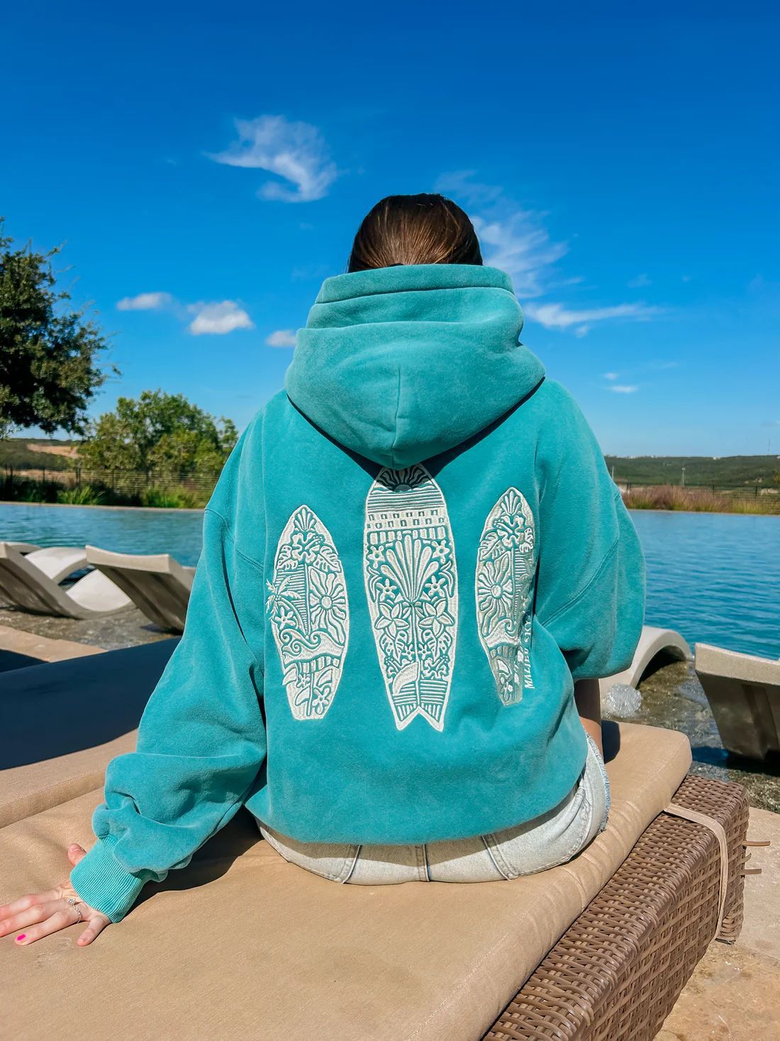 Simple Floral Letter Printing Drop-shoulder Sleeve Ladies Hoodie