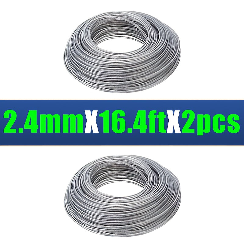 VARIEA-2 packages of-5 meters/196 inches, meter steel wire core nylon trimming lines, with diameters of 2.0/2.4/2.7/3.0/3.5mm, highly efficient and durable lawn mower ropes, lawn mower accessories