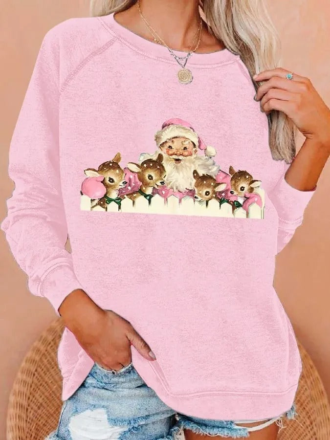 Women's 3D Print Long Sleeve Casual Pullover Sweater