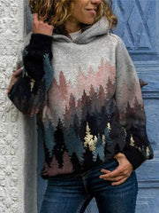 Women's Casual Digital Print Long Sleeve Hoodie