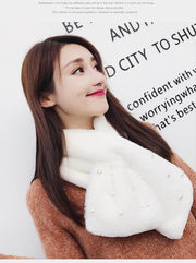 Warm Imitation Pearl Scarf Thickened Collar