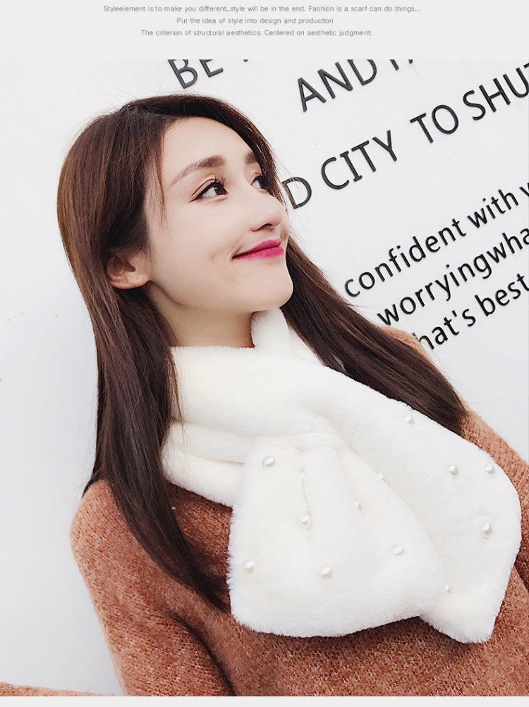 Warm Imitation Pearl Scarf Thickened Collar