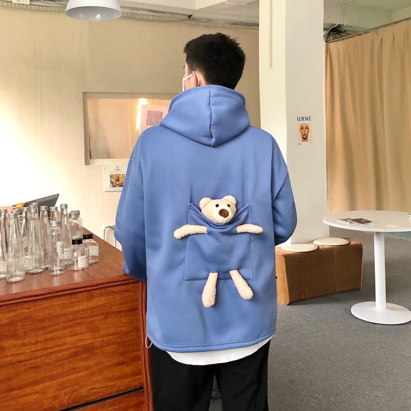Cute Bear Fleece-Lined Oversized Winter Sweater