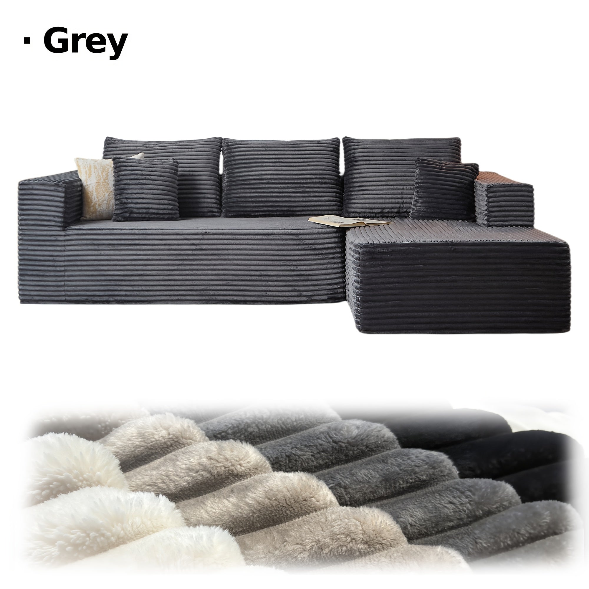 LIAROO Oversized L-Shaped Sectional Sofa with Chaise Lounge