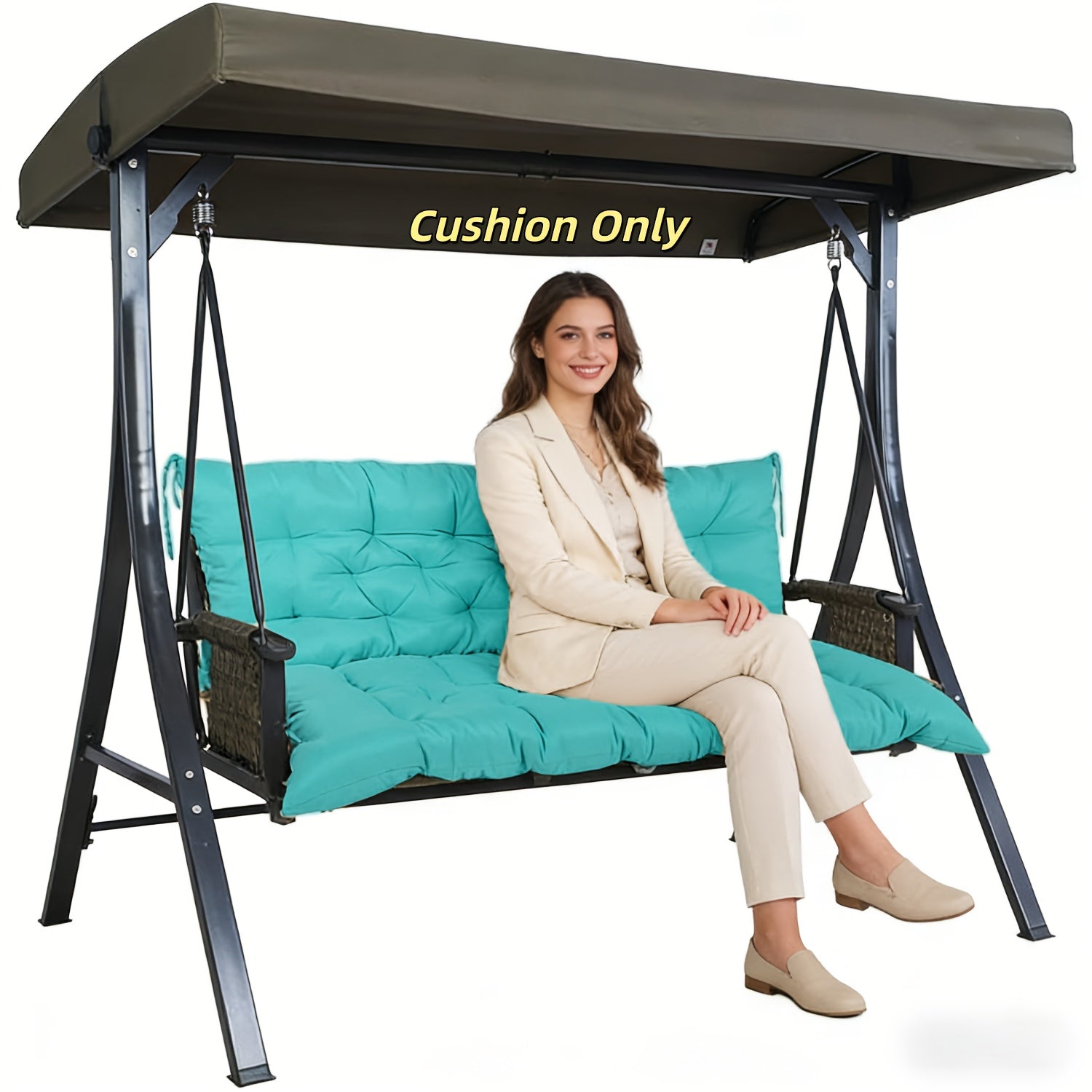Replacement Cushions for 2-3 Seater Swings, Thick 4" Outdoor Porch Cushions, Waterproof Bench Cushions with Back Support for Garden Furniture