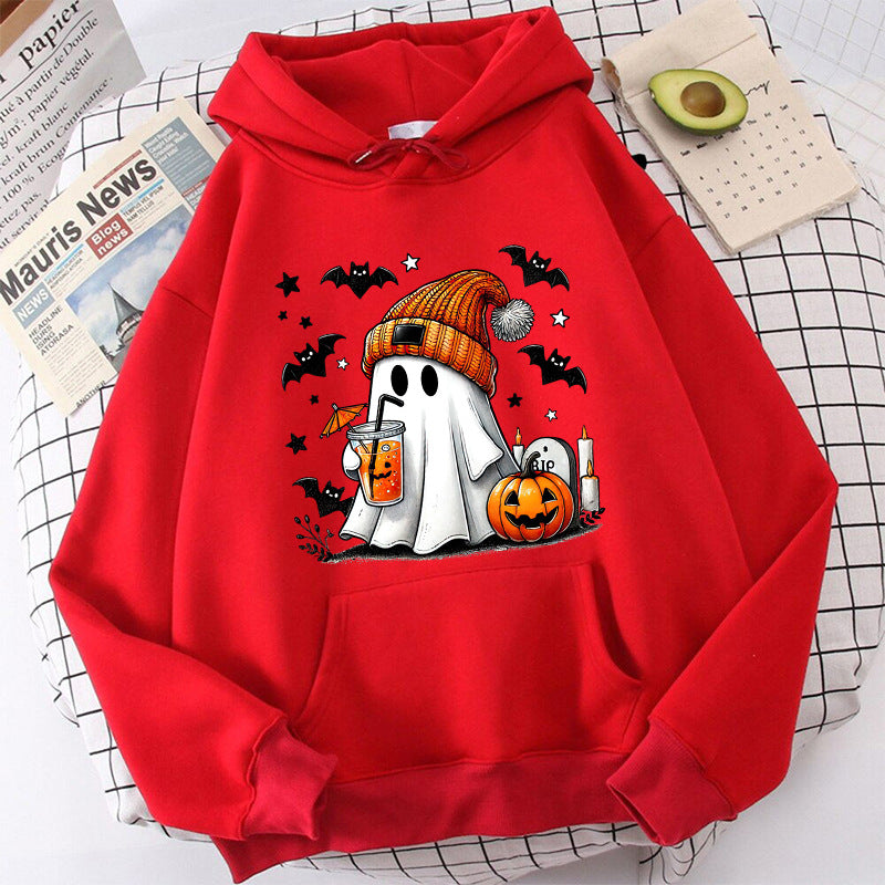 Women's Halloween Ghost Pumpkin Graphic Hoodie