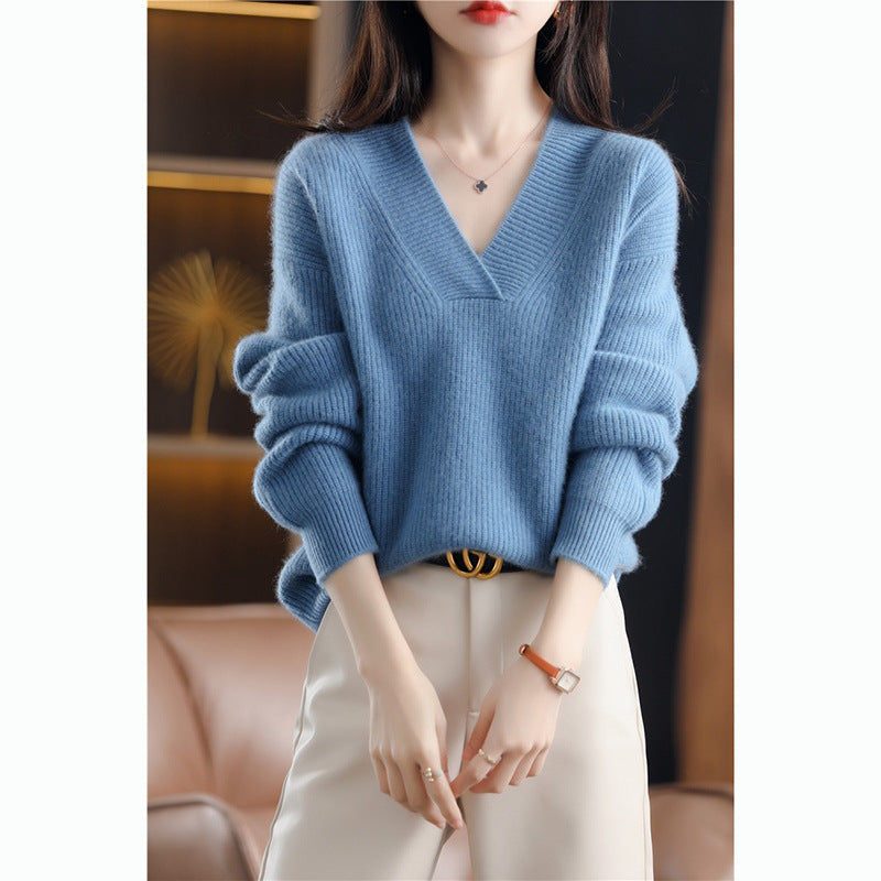 Women's Cozy V-Neck Loose Knit Sweater