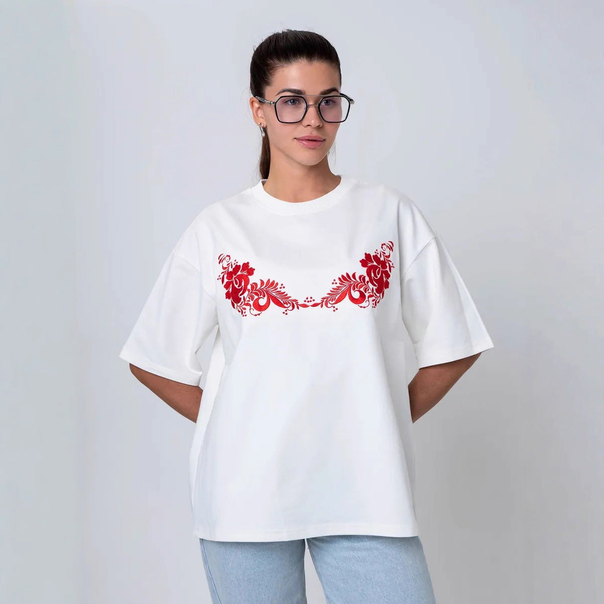 Retro‑Style Short‑Sleeve Tee with Playful Print – Trendy Casual Top