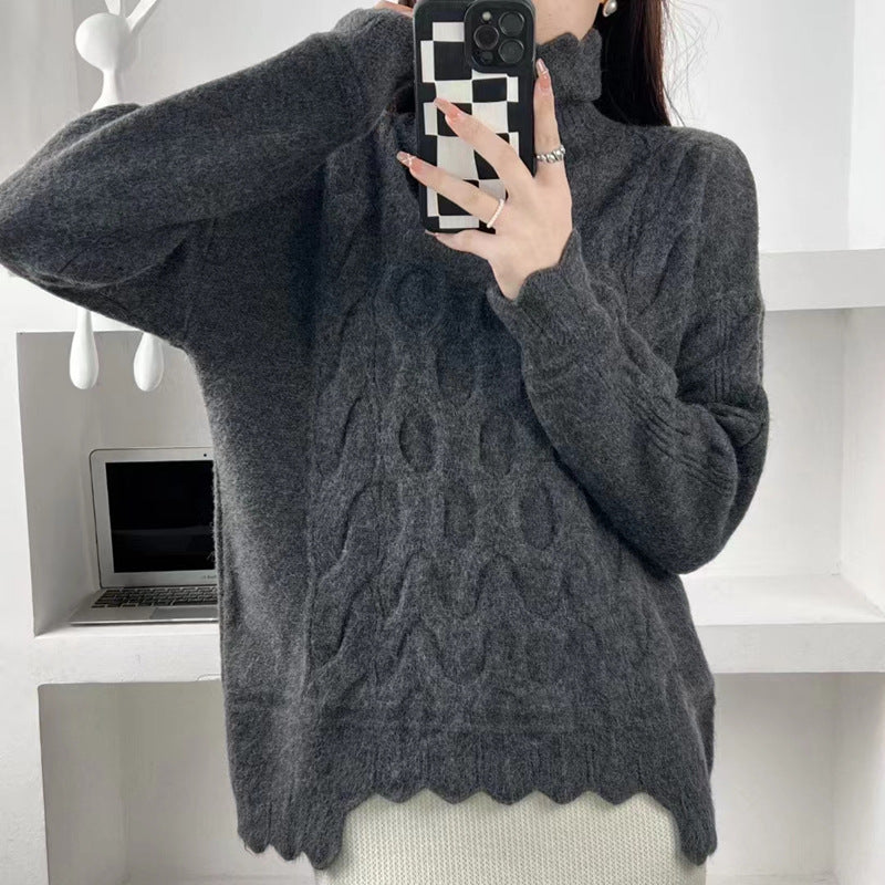 Cozy Twisted Turtleneck Knit Sweater for Women