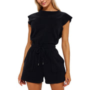 Halter Neck Sleeveless Drawstring Jumpsuit Romper