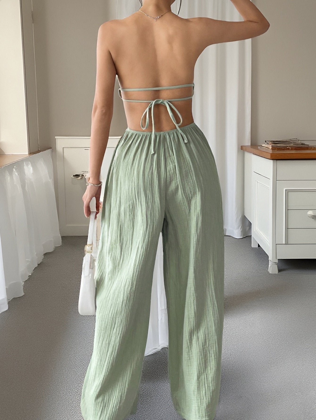 Women's Strapless Solid Color Jumpsuit
