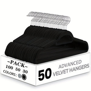 100/50/30-Pack Heavy-Duty Non-Slip Clothes hangers with Tie Bar - Space-Saving Closet Organizers, 360° Swivel Hooks, Anti-Slip Design for Wardrobe, Laundry, Retail Stores - Durable Garage, Boutique...