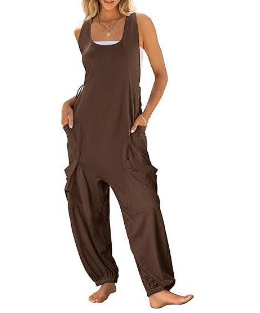 Women's Loose Casual Sling Jumpsuit with Pockets