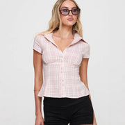 Casual Top Double Button Women's Clothing Sexy Shirt