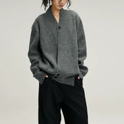 Womens Cross-front Slanted-button Knit Cardigan Sweater